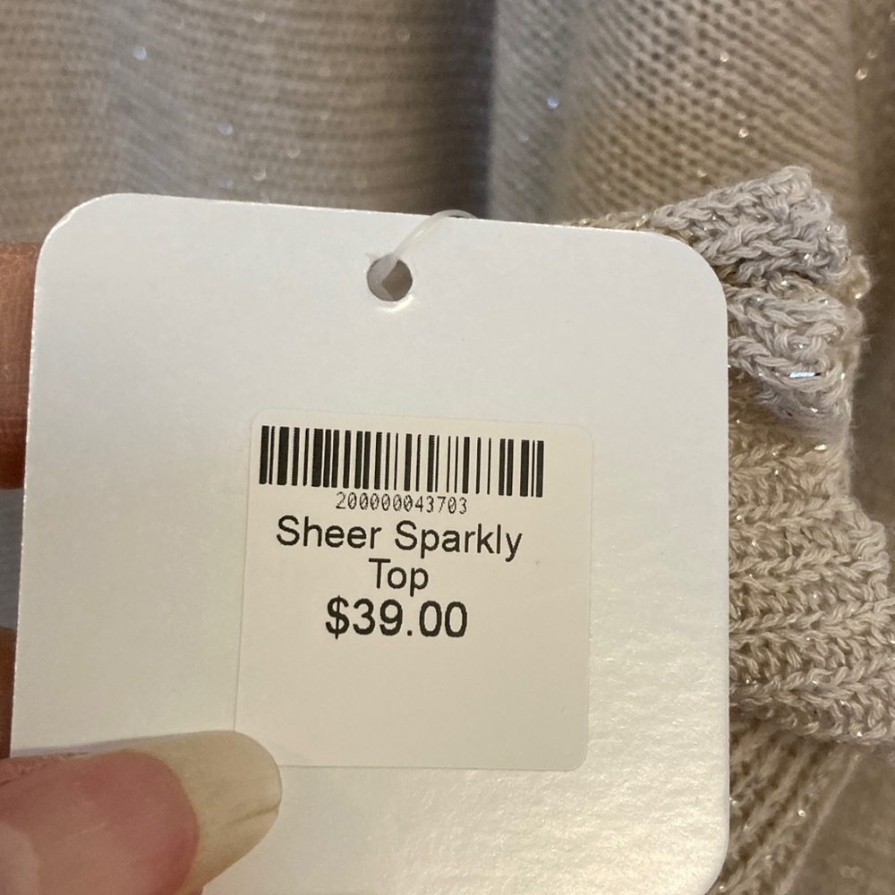 Tempo Paris Taupe Sparkle Sweater - Picture 3 of 7
